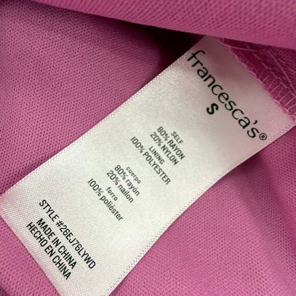 Francesca's Mini Dress Long Puff Sleeves Small Lined Ruffled Zipper Closure Pink - Picture 13 of 15